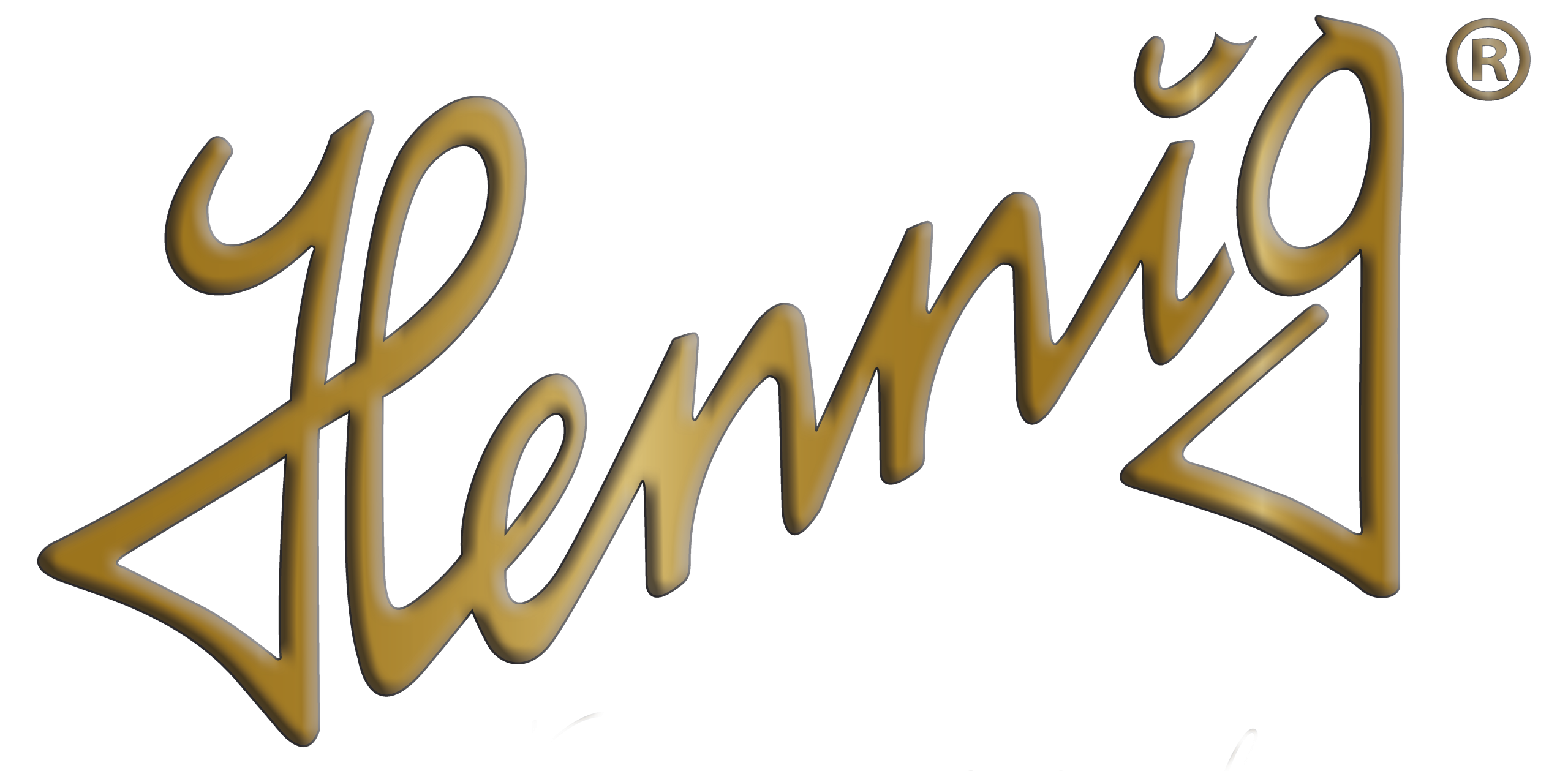 Das Bild zeigt die Hennig Wortmarke in goldener Handschrift.